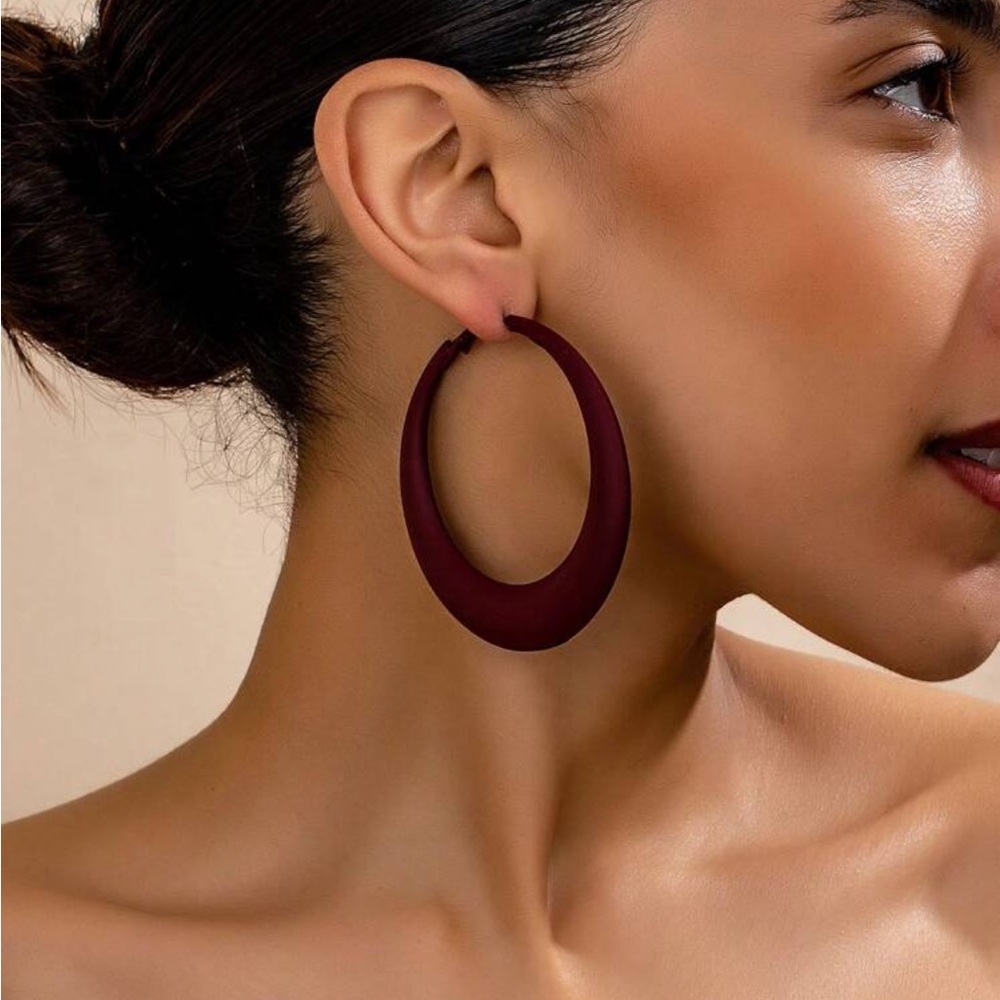 Elegant‎ Burgundy Hoop Earrings